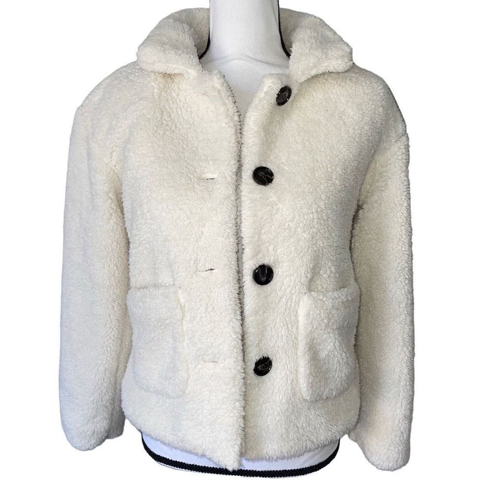 Few Moda New York Sherpa Fleece Button Sweater Jacket Xs